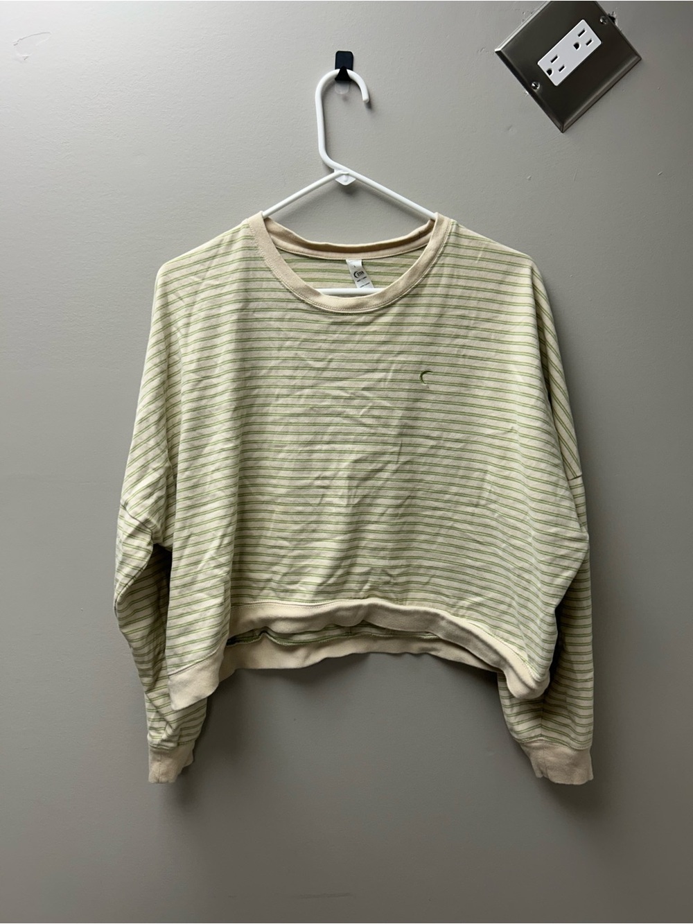 Zyia Active Women’s Kiwi & Cream Striped Crewneck